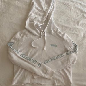 Victoria’s Secret pink cropped white hoodie